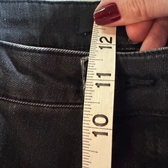 UNIQLO Skinny Jeans Size 32 Black Flared Denim High Rise Distressed Grunge‎ Goth - Picture 10 of 11